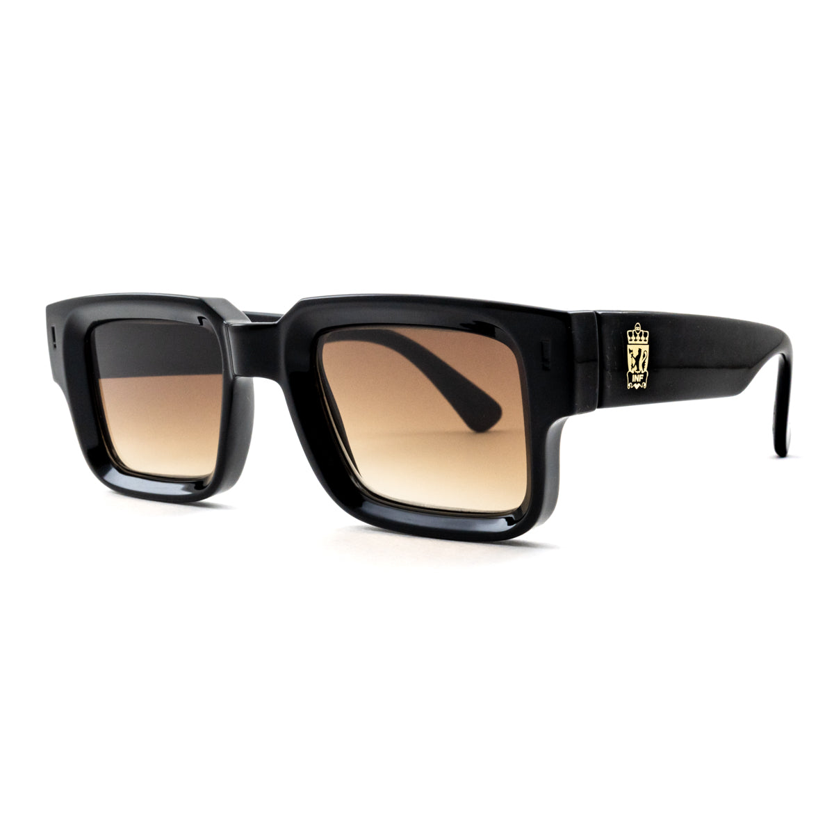 Anteojos De Sol Exclamation Negro Brillo Lente Marron Degrade