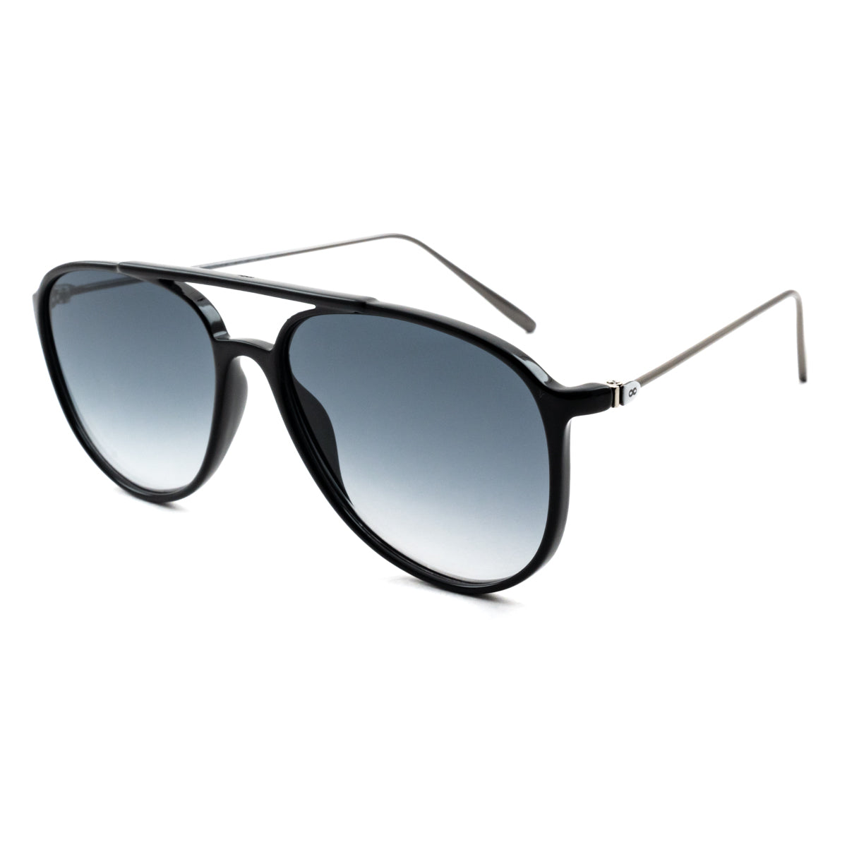 Anteojos De Sol Airplane Negro Brillo Lente Azul Degrade