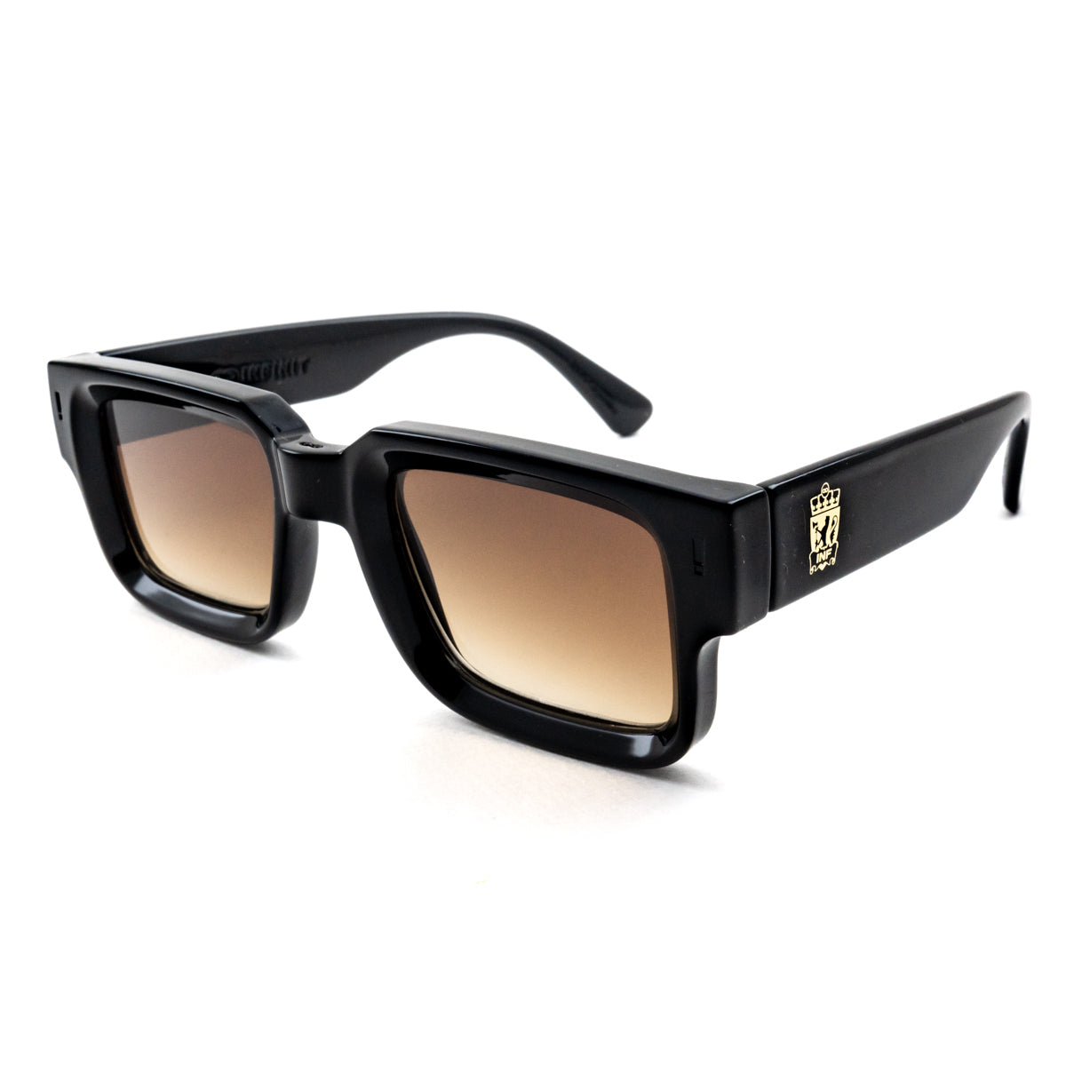 Anteojos De Sol Exclamation Negro Brillo Lente Marron Degrade