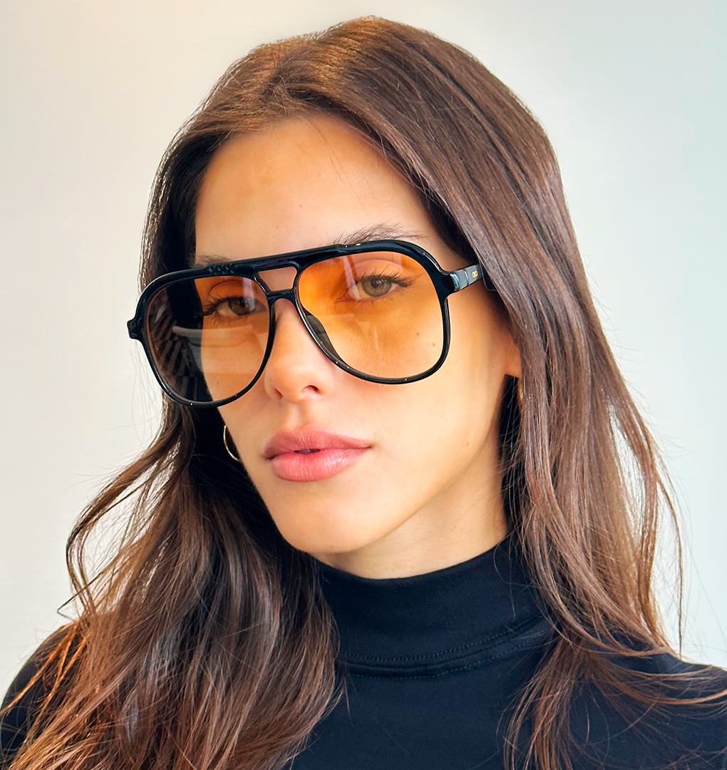 Triple Xxx Negro Brillo Lente Naranja Degrade