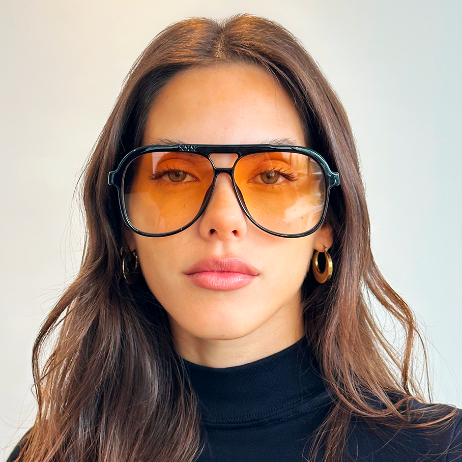 Triple Xxx Negro Brillo Lente Naranja Degrade