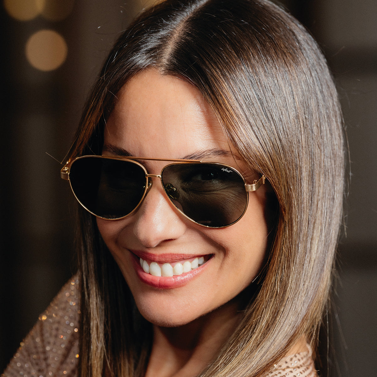 Saint Moritz Dorado Lente Verde By Pampita