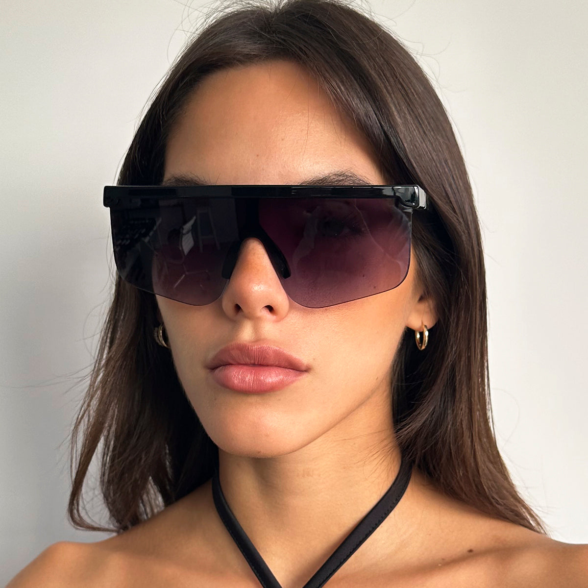 Hong Kong Negro Brillo Lente Gris Degradé