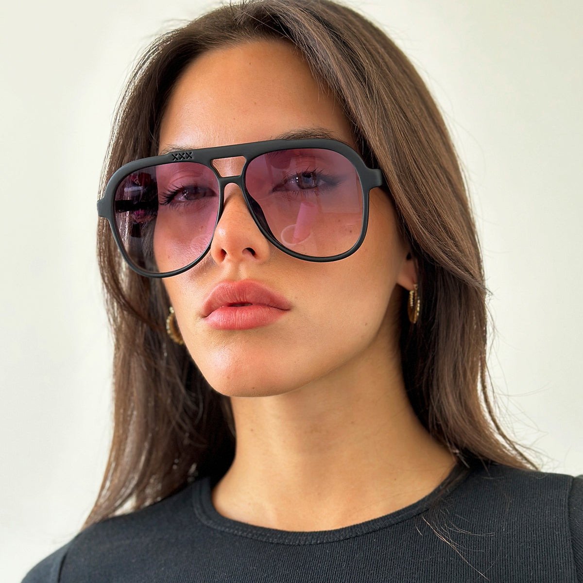 Triple Xxx Negro Mate Lente Purpura Degrade