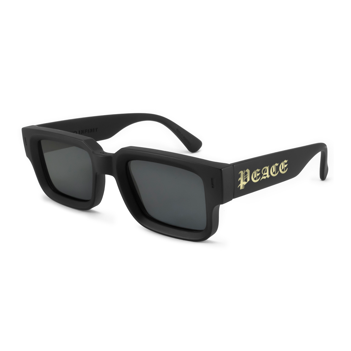 Anteojos De Sol Exclamation Negro Mate Lente Gris Peace Dorado Edicion Limitada