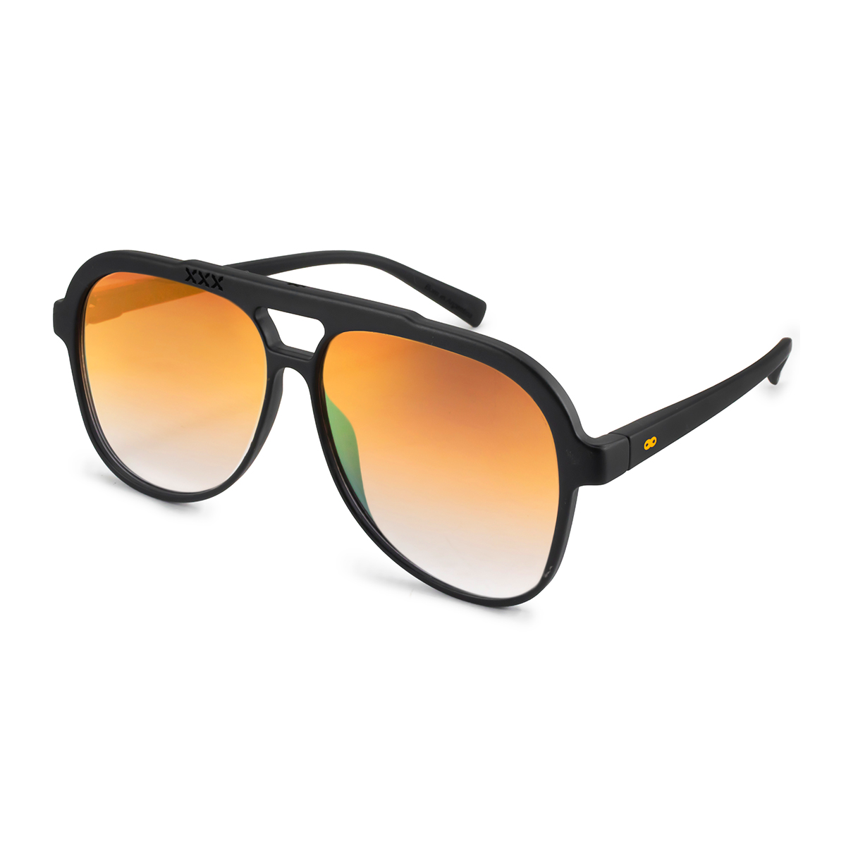 Anteojos De Sol Triple Xxx Negro Mate Lente Suave Espejada Dorada Naranja Degrade
