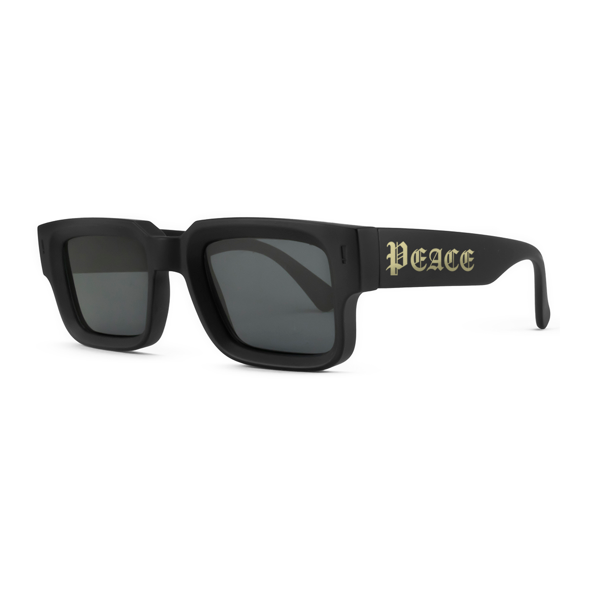 Anteojos De Sol Exclamation Negro Mate Lente Gris Peace Dorado Edicion Limitada