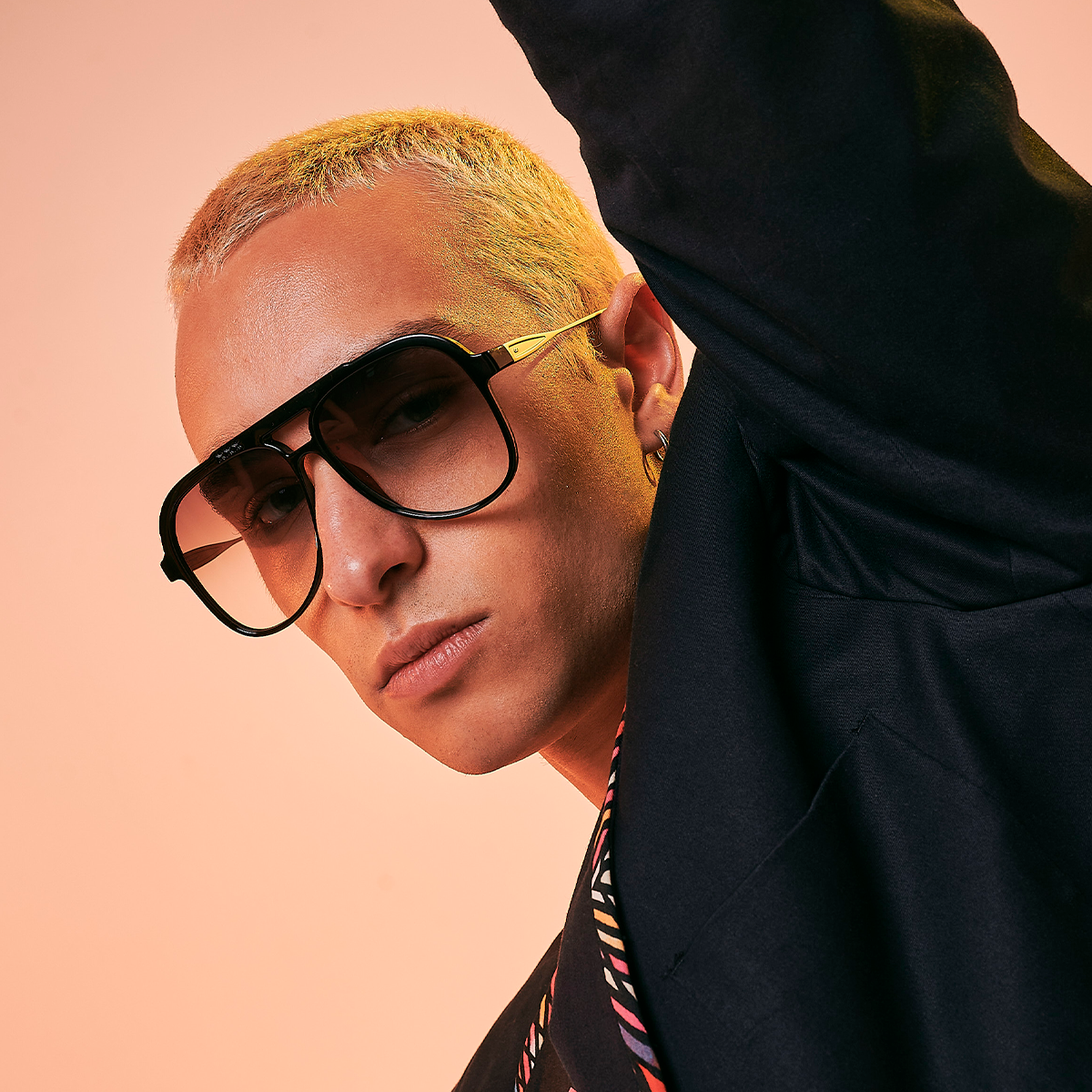 Triple Xxx Metal Negro Brillo Lente Oliva Degrade