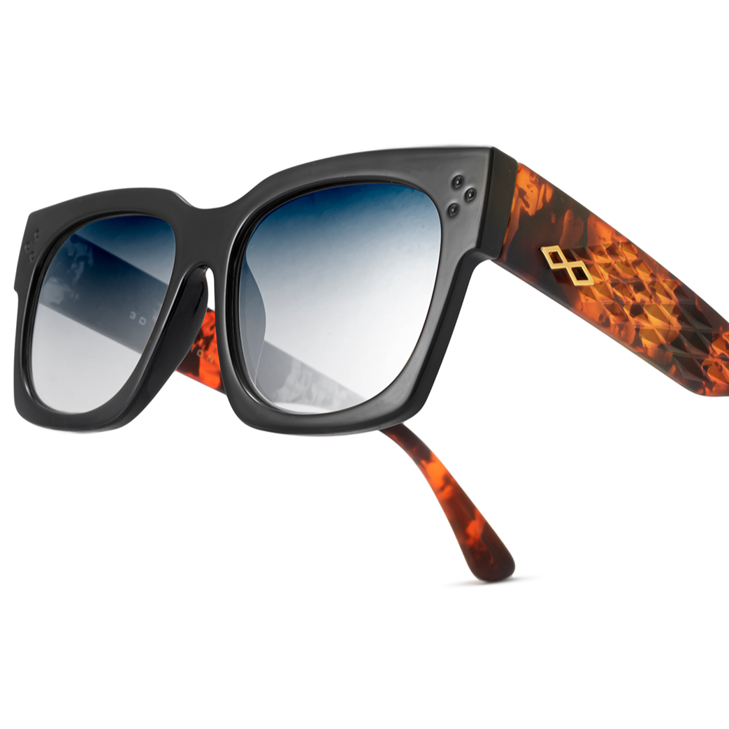 Platon 3D Negro Brillo Carey Lente Azul Degrade