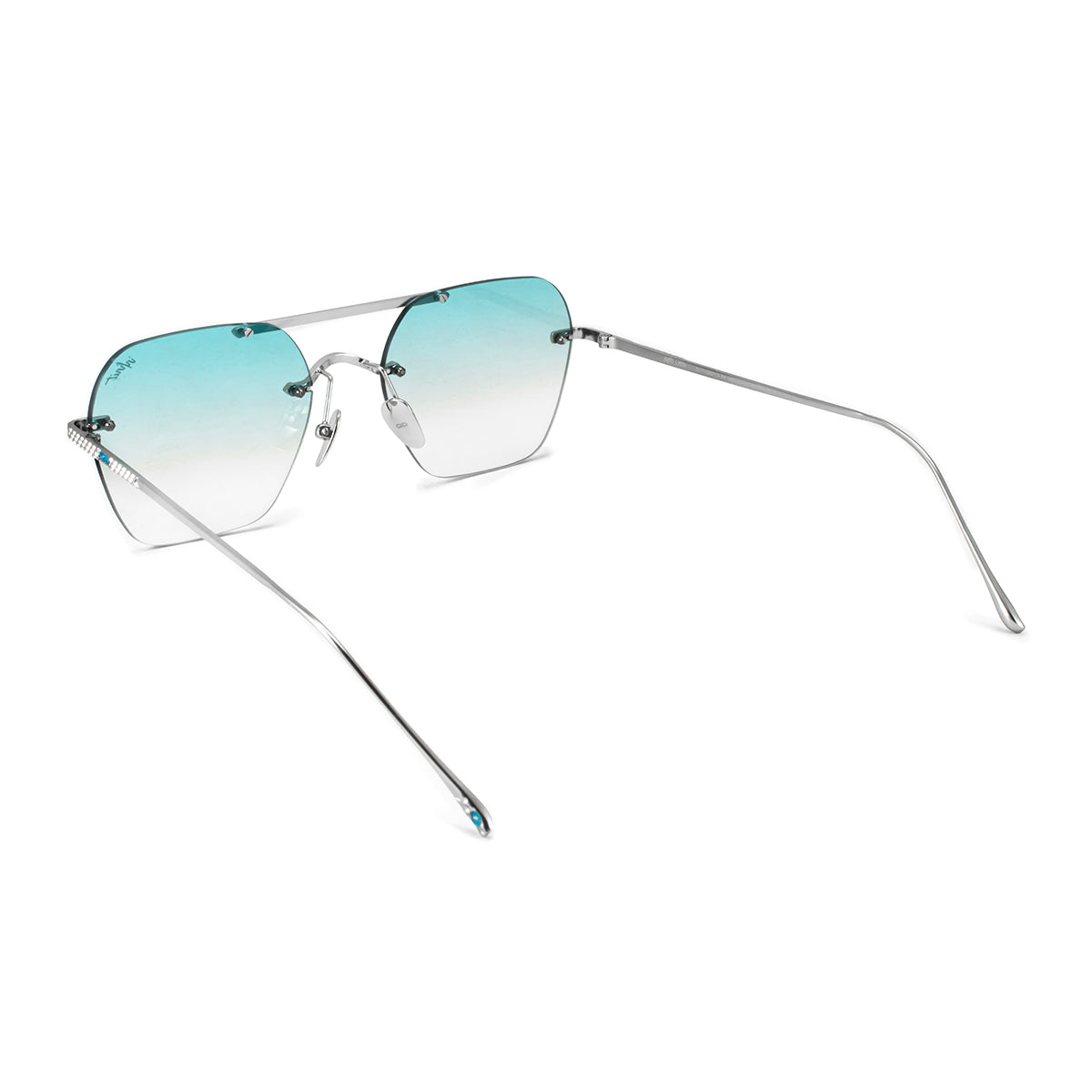 Anteojos de Sol Lyon Metal Premium Series Plateado Lente Celeste Degrade