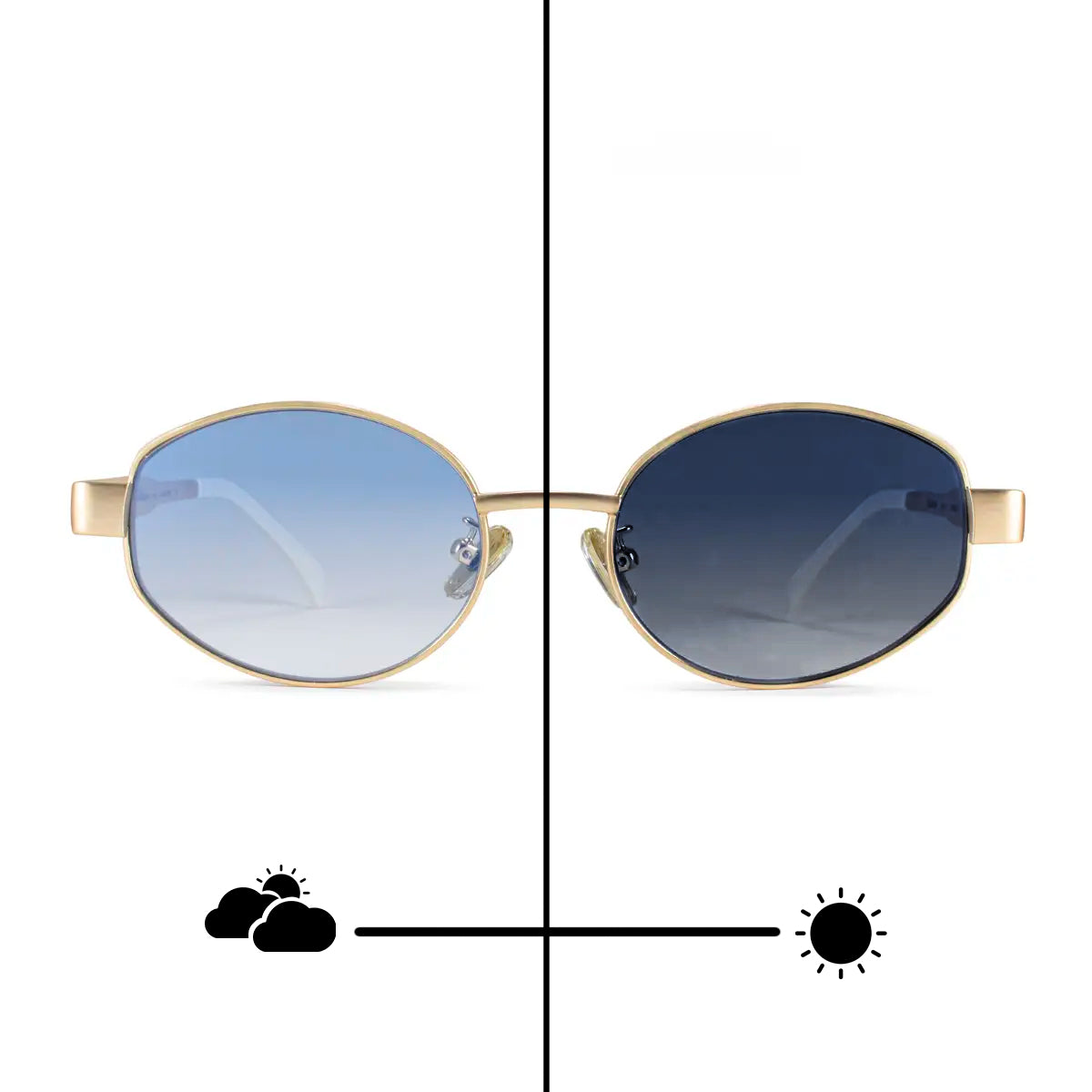 Anteojos Fotocromaticos Alaska Dorado Lente Azul Suave Espejada