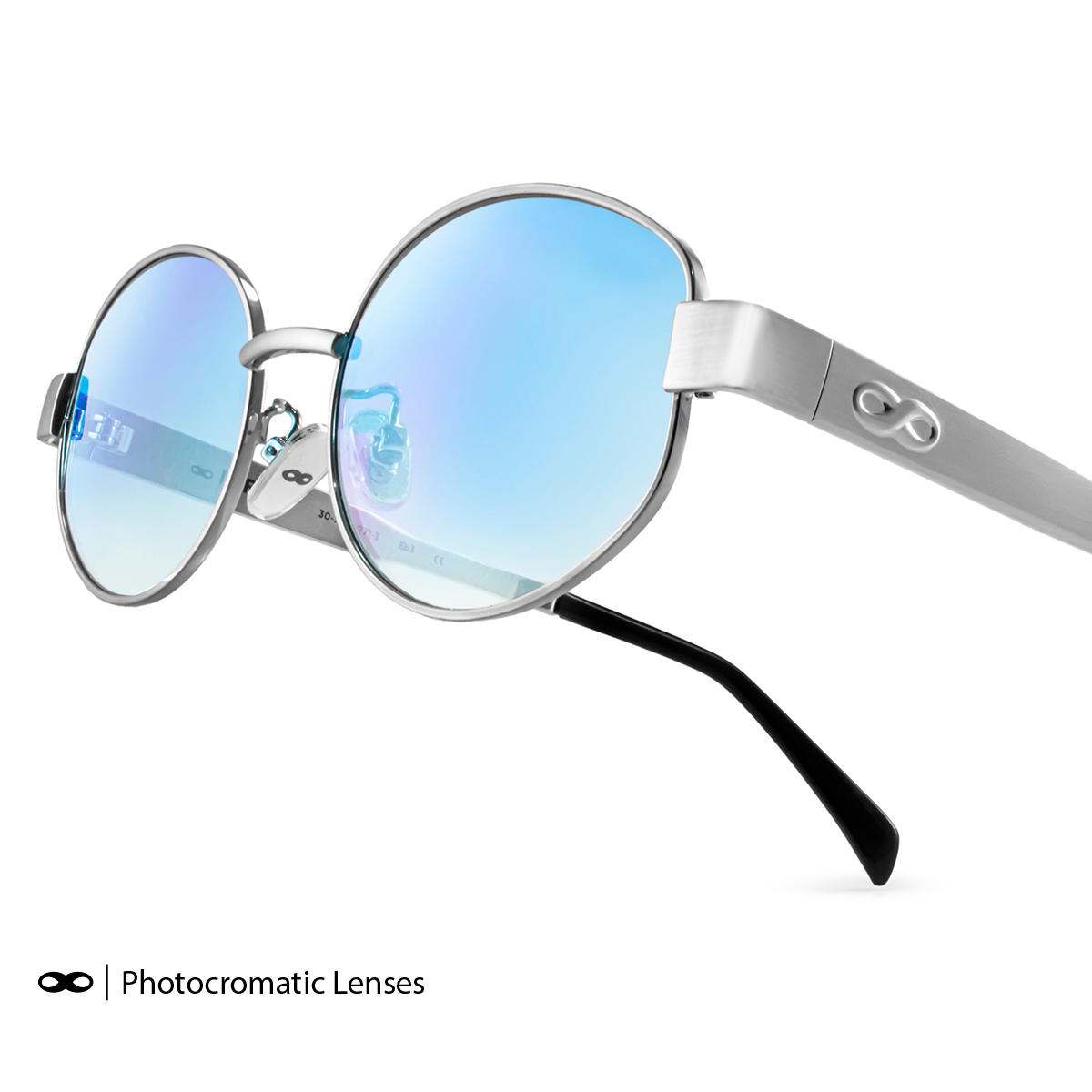 Anteojos Fotocromaticos Alaska Plateado Lente Azul Suave Espejada