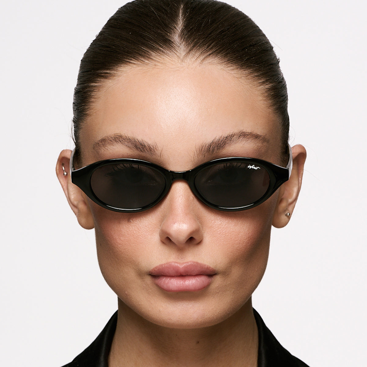 Brigitte Negro Brillo Lente Gris