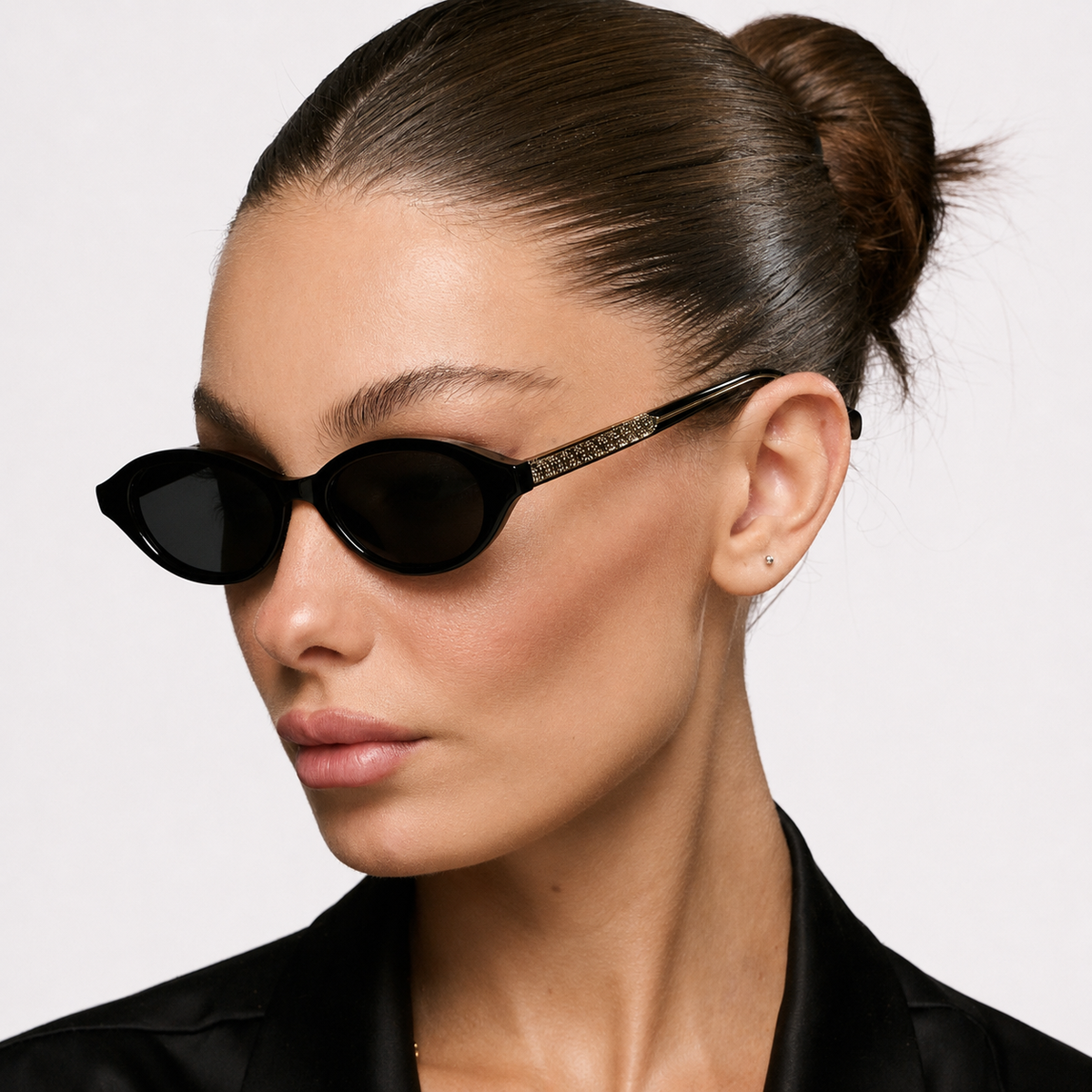 Brigitte Negro Brillo Lente Gris