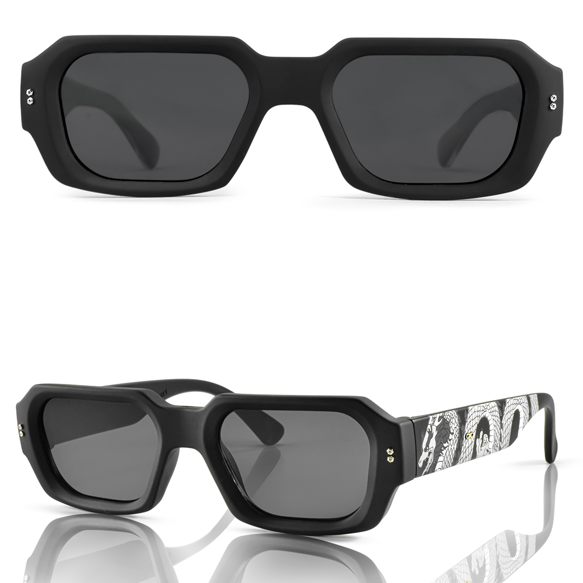 Bronx Dragon Silver Negro Mate Lente Gris