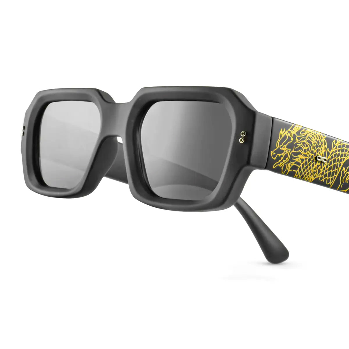 Bronx Dragon Dorado Negro Mate Lente Gris