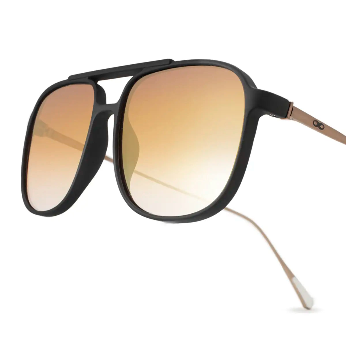 Caravan Negro Mate Lente Suave Naranja Espejada Dorada - imagen 1