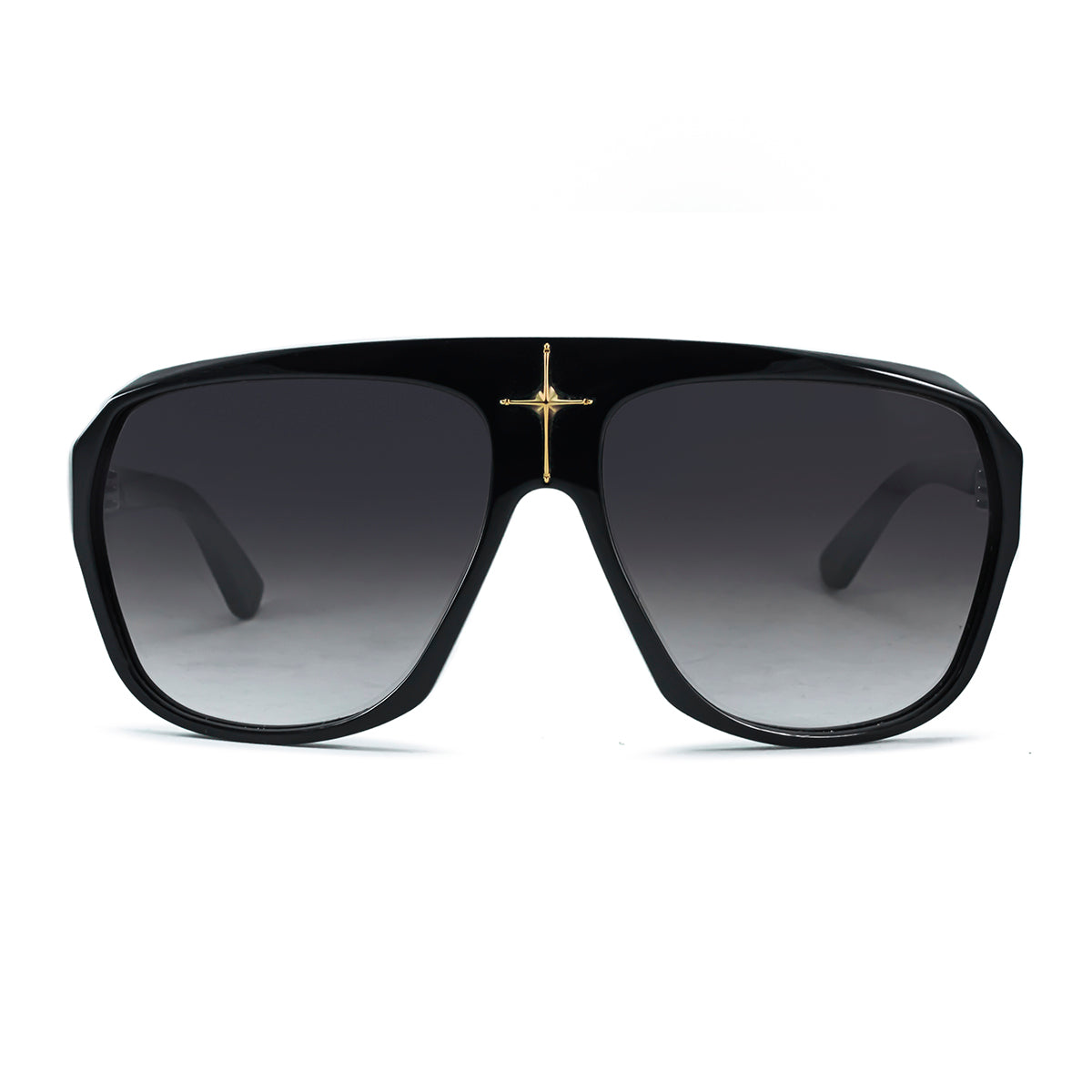 Cruz Negro Brillo Lente Gris Degrade