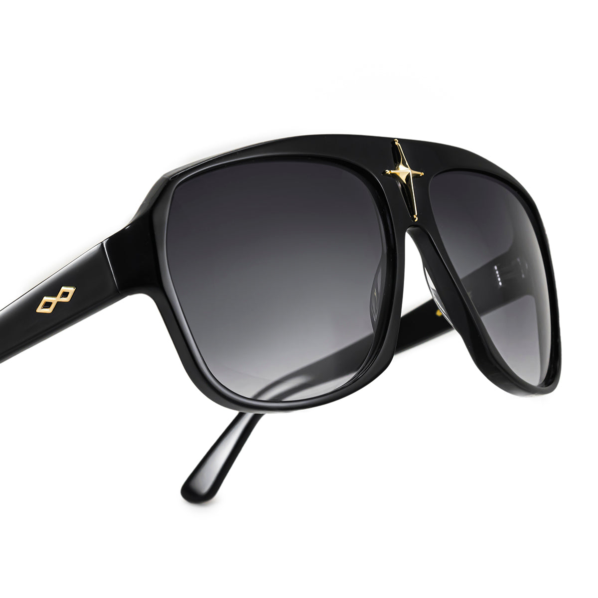 Cruz Negro Brillo Lente Gris Degrade