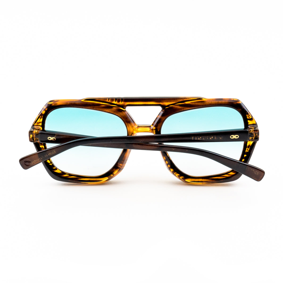 Anteojos De Sol Panther Carey Wood Lente Celeste Degrade