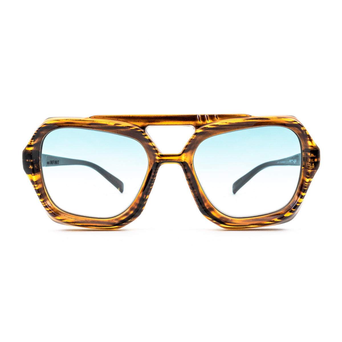 Anteojos De Sol Panther Carey Wood Lente Celeste Degrade