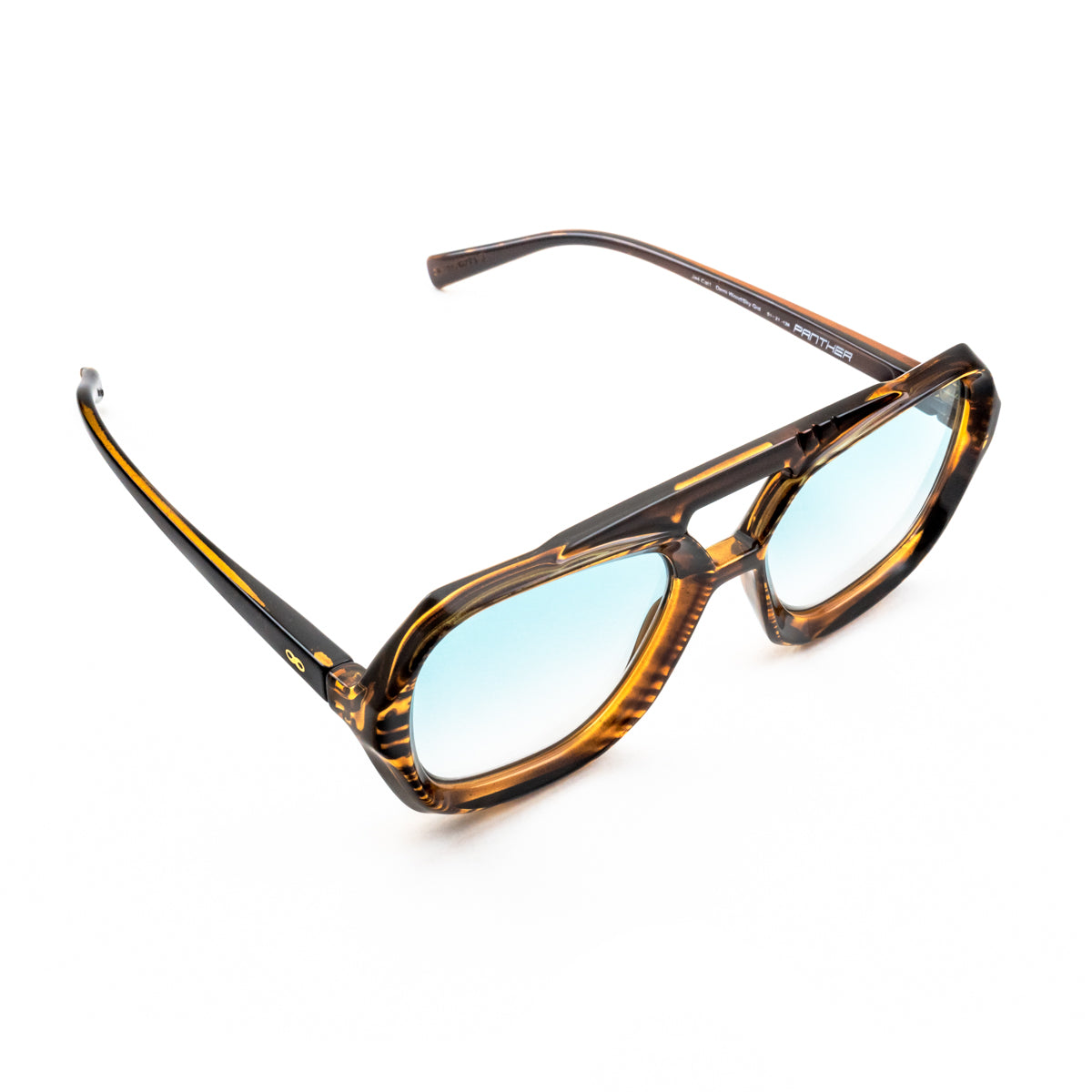 Anteojos De Sol Panther Carey Wood Lente Celeste Degrade