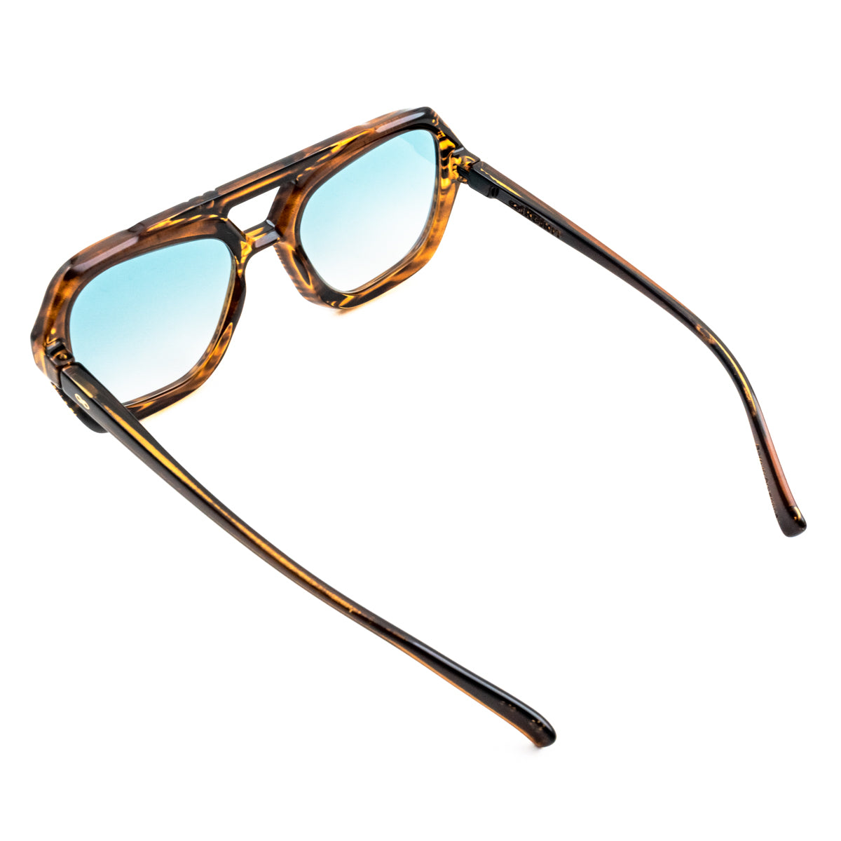 Anteojos De Sol Panther Carey Wood Lente Celeste Degrade