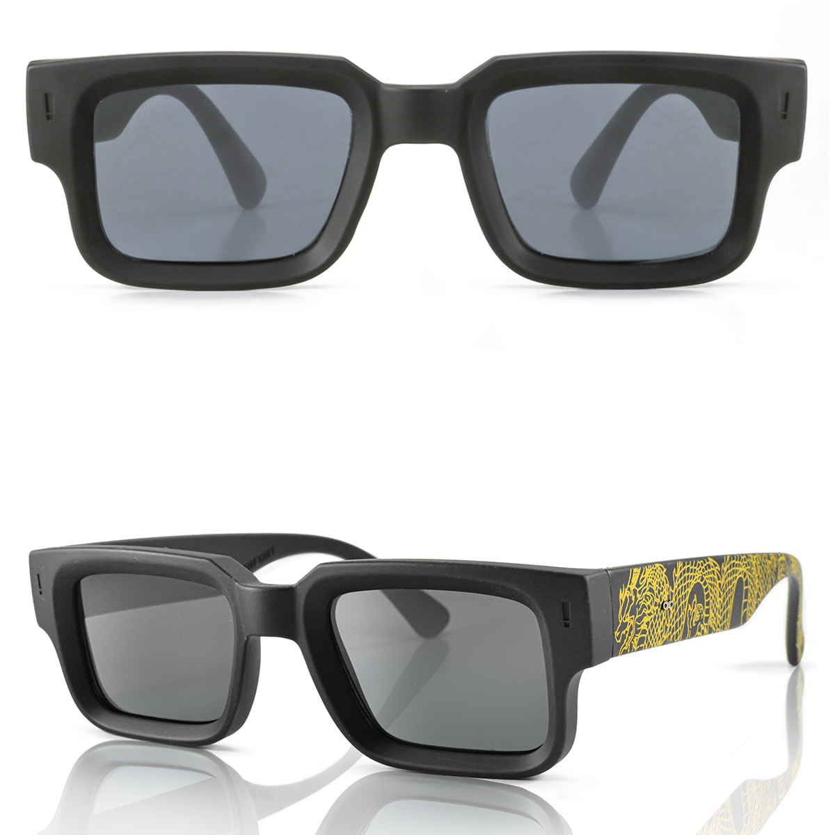 Exclamation Dragon Dorado Negro Mate Lente Gris