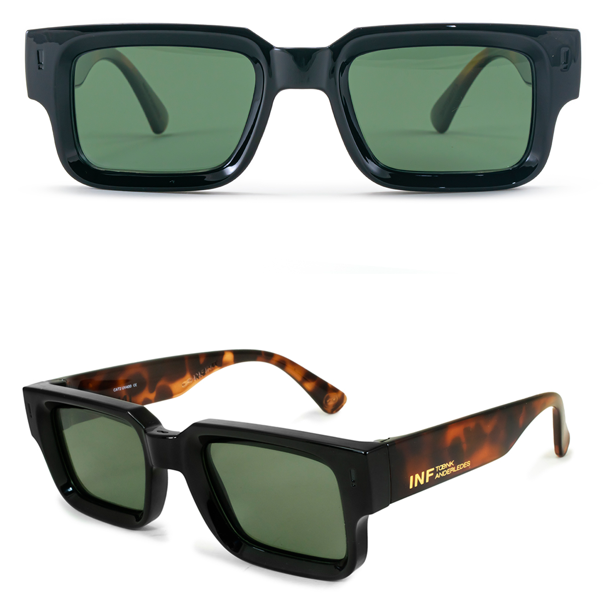 Exclamation Negro Brillo Carey Lente Verde Polarizado