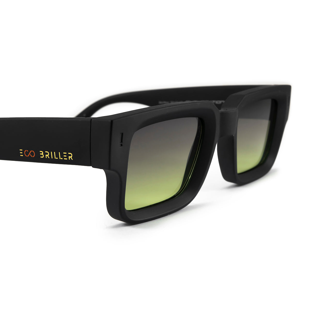 Anteojos De Sol Exclamation Negro Mate Lente Verde Musgo Eco Sustentable