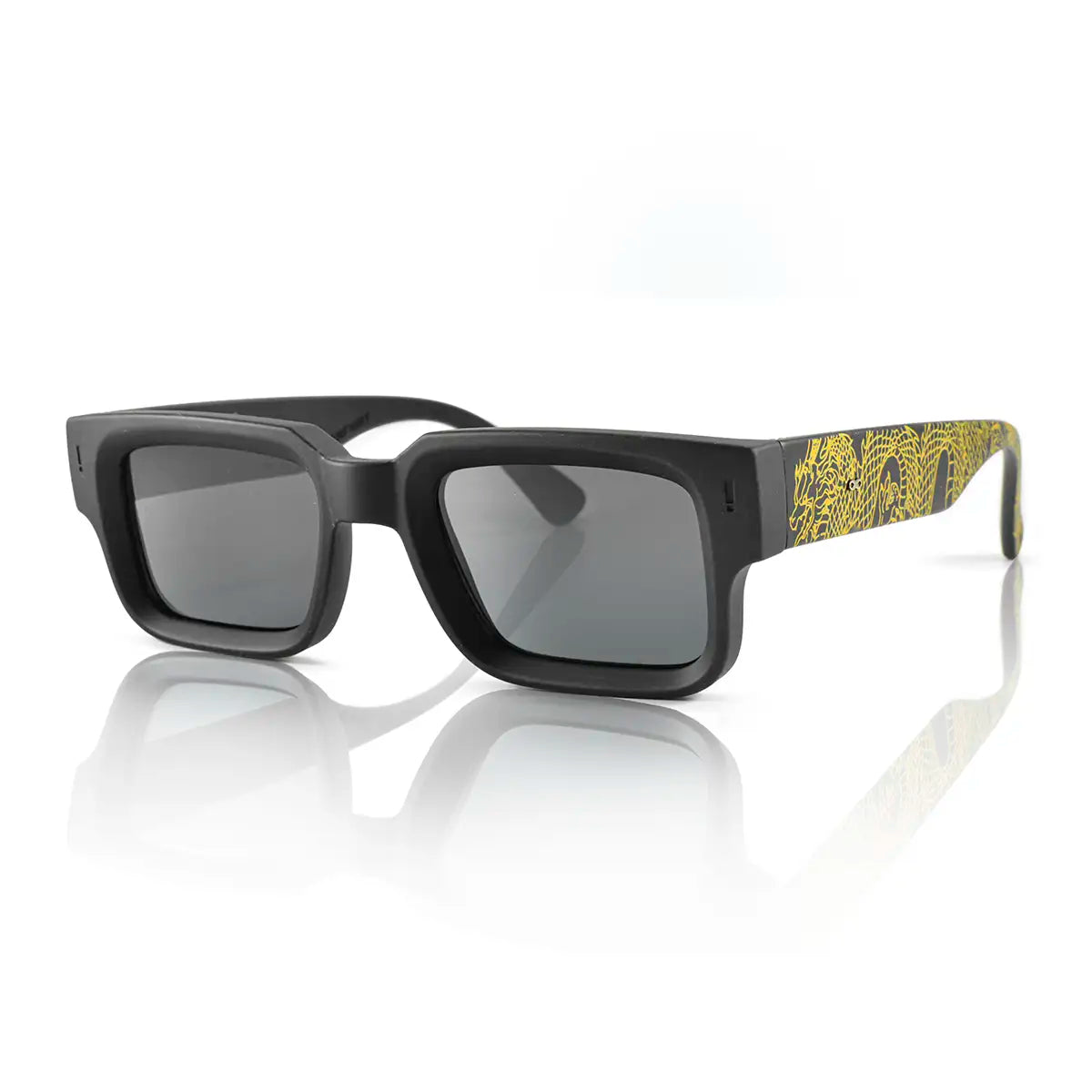 Exclamation Dragon Dorado Negro Mate Lente Gris