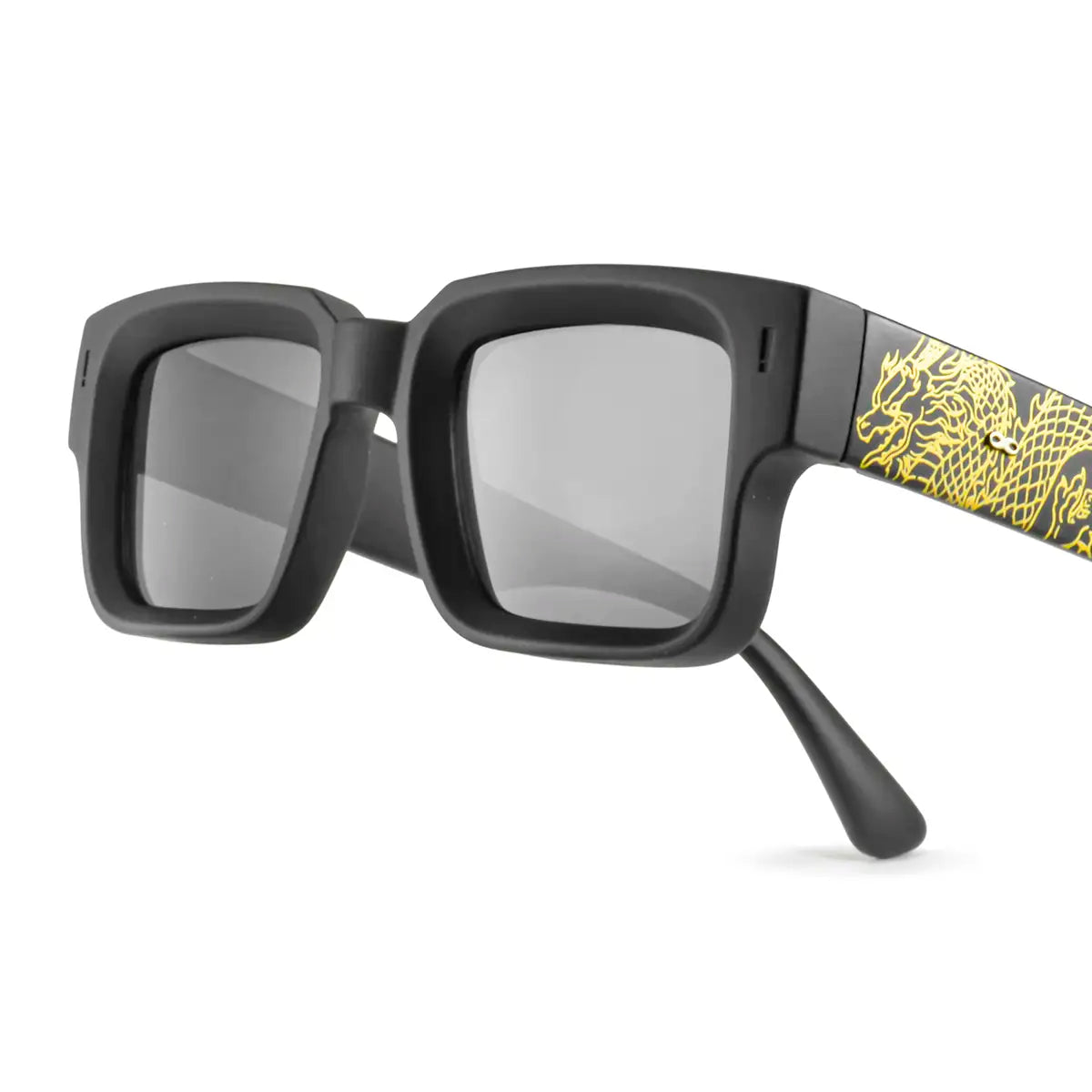 Exclamation Dragon Dorado Negro Mate Lente Gris
