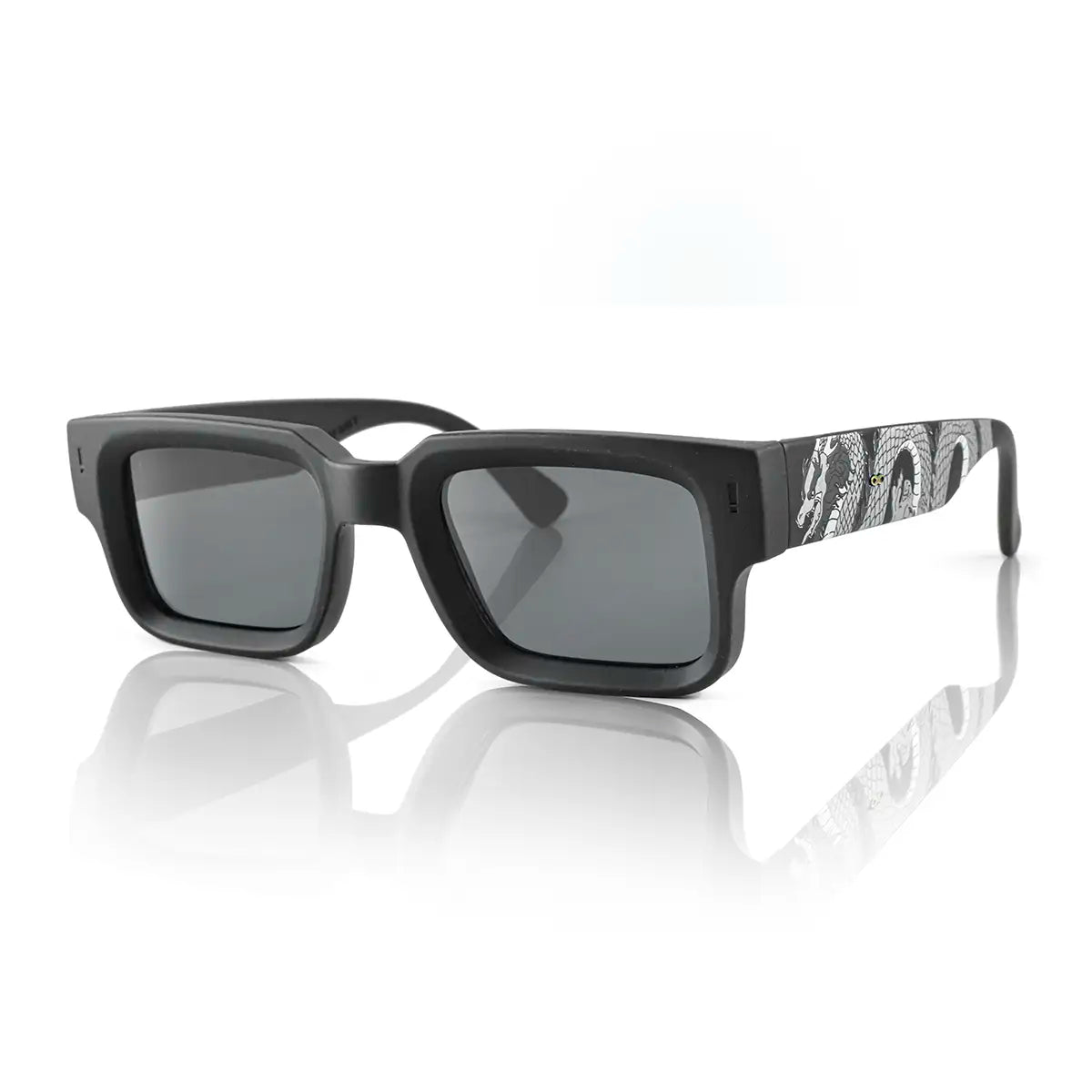 Exclamation Dragon Plateado Negro Mate Lente Gris