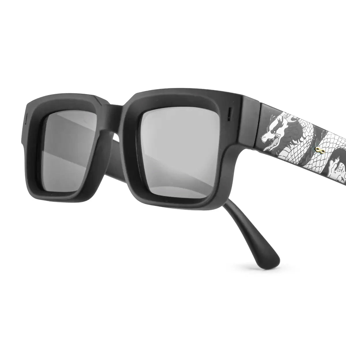 Exclamation Dragon Plateado Negro Mate Lente Gris