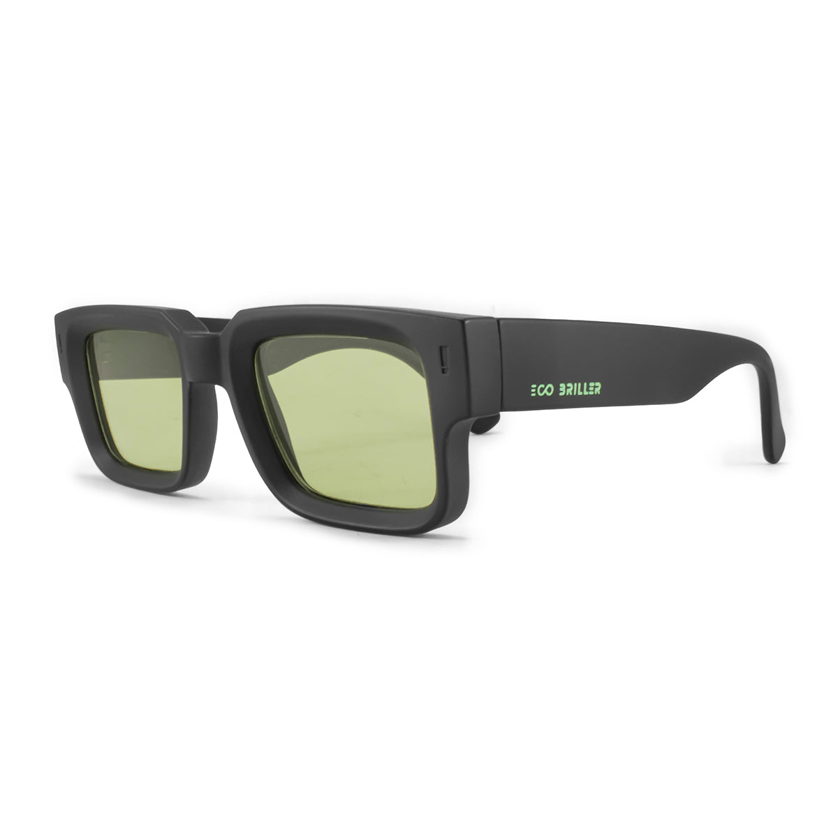Anteojos De Sol Exclamation Negro Mate Lente Verde Eco Sustentable