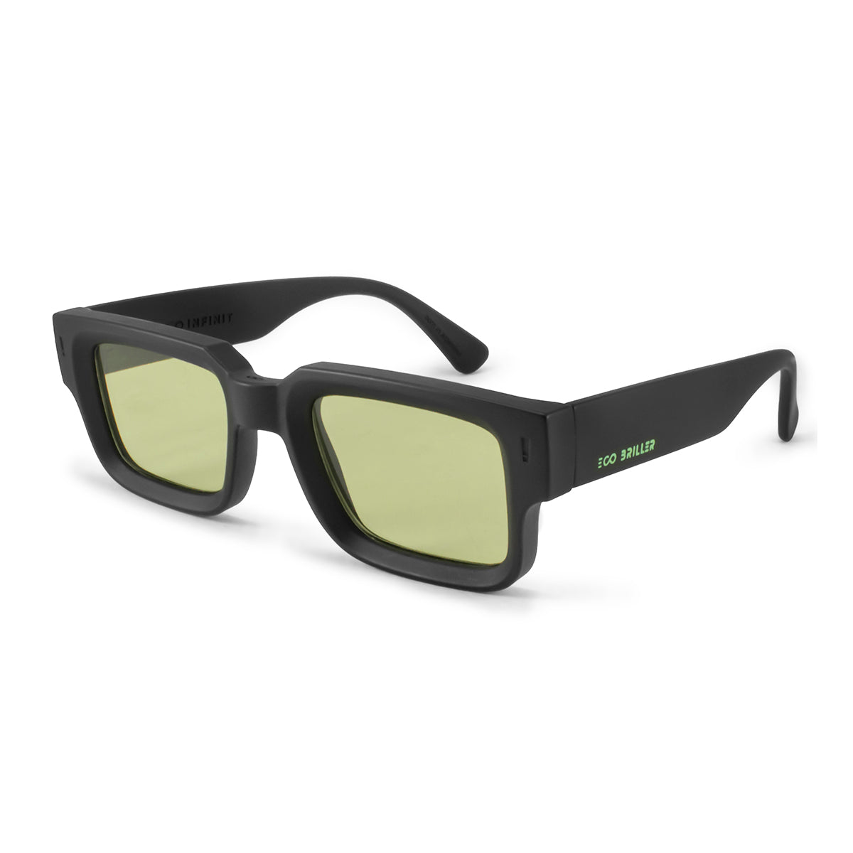 Anteojos De Sol Exclamation Negro Mate Lente Verde Eco Sustentable