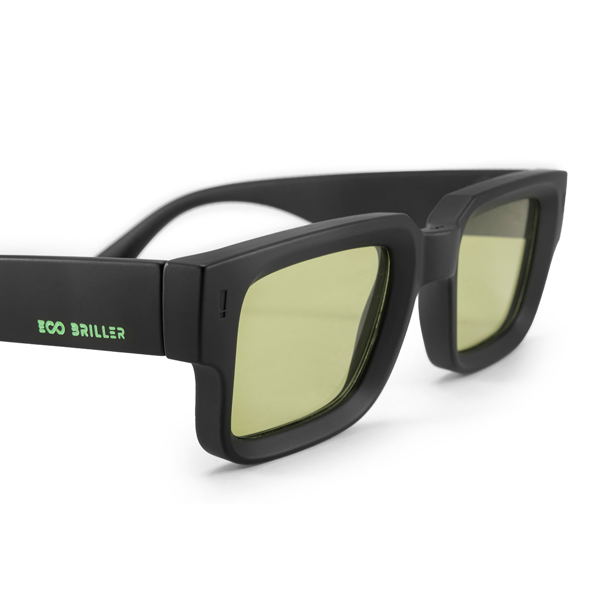 Anteojos De Sol Exclamation Negro Mate Lente Verde Eco Sustentable