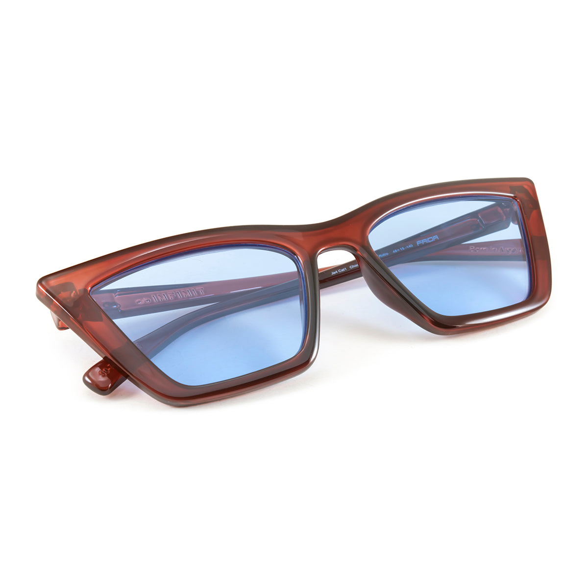 Anteojos De Sol Frida Chocolate Lente Celeste