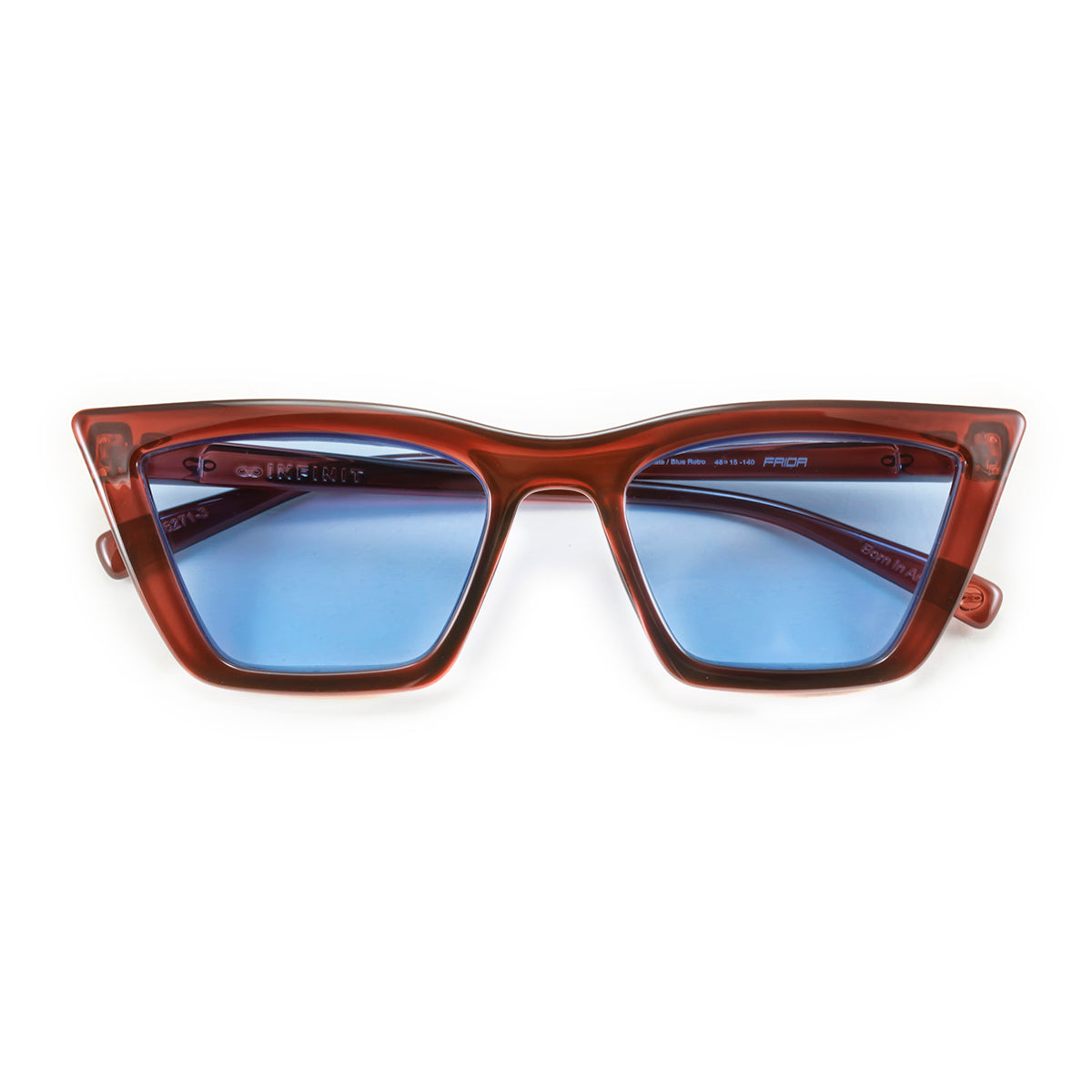 Anteojos De Sol Frida Chocolate Lente Celeste