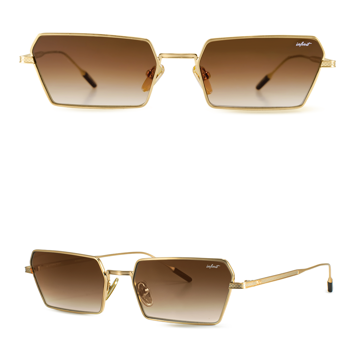 Anteojos De Sol Gibson Dorado Lente Marron Degrade