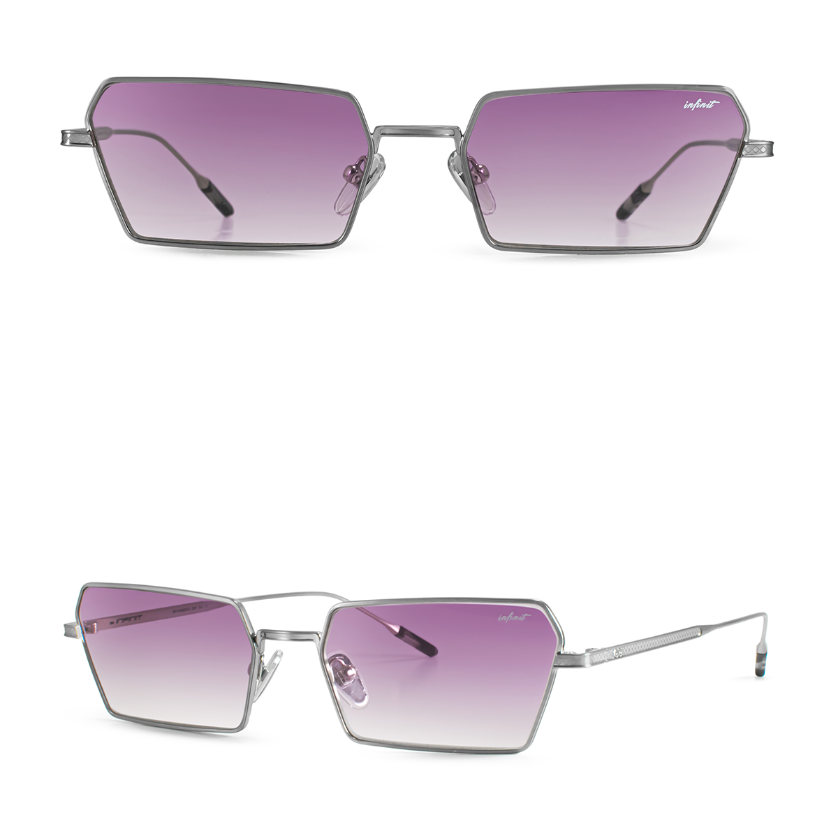 Anteojos De Sol Gibson Plateado Lente Violeta Degrade