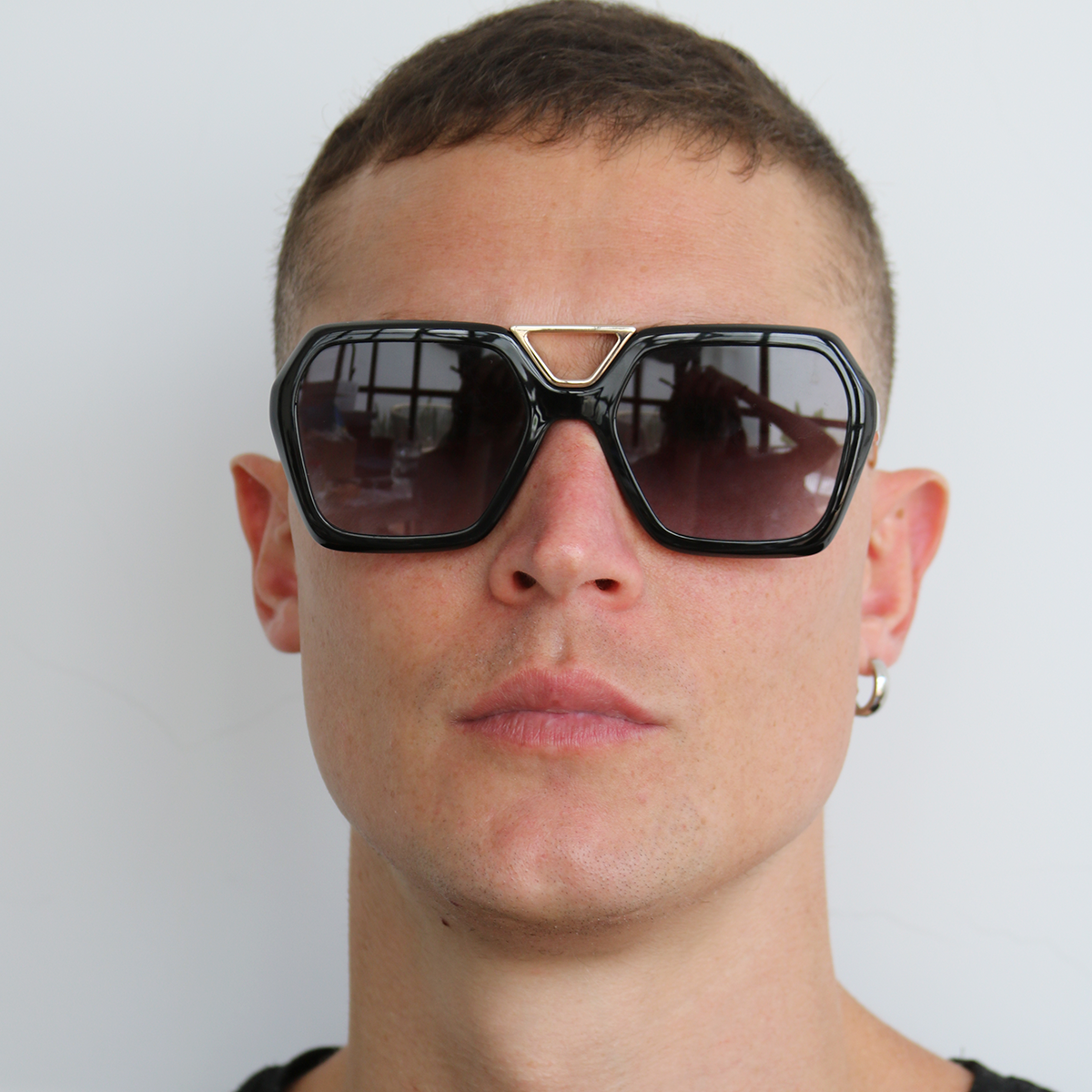 London Negro Brillo Lente Gris