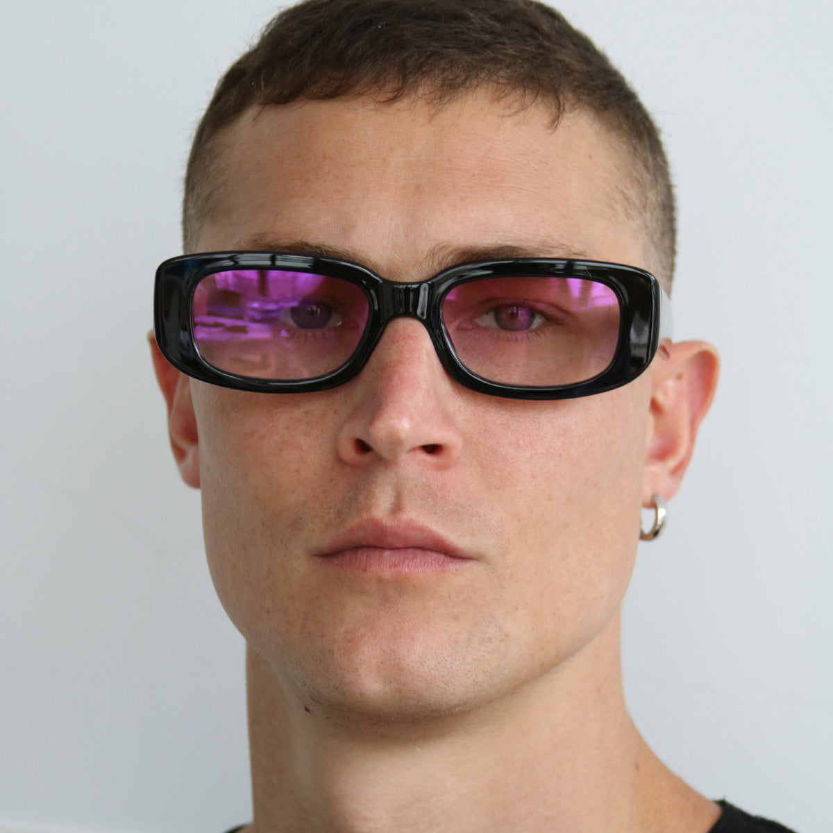 New York Negro Brillo Lente Suave Espejada Rosa Degrade Gotic Gold