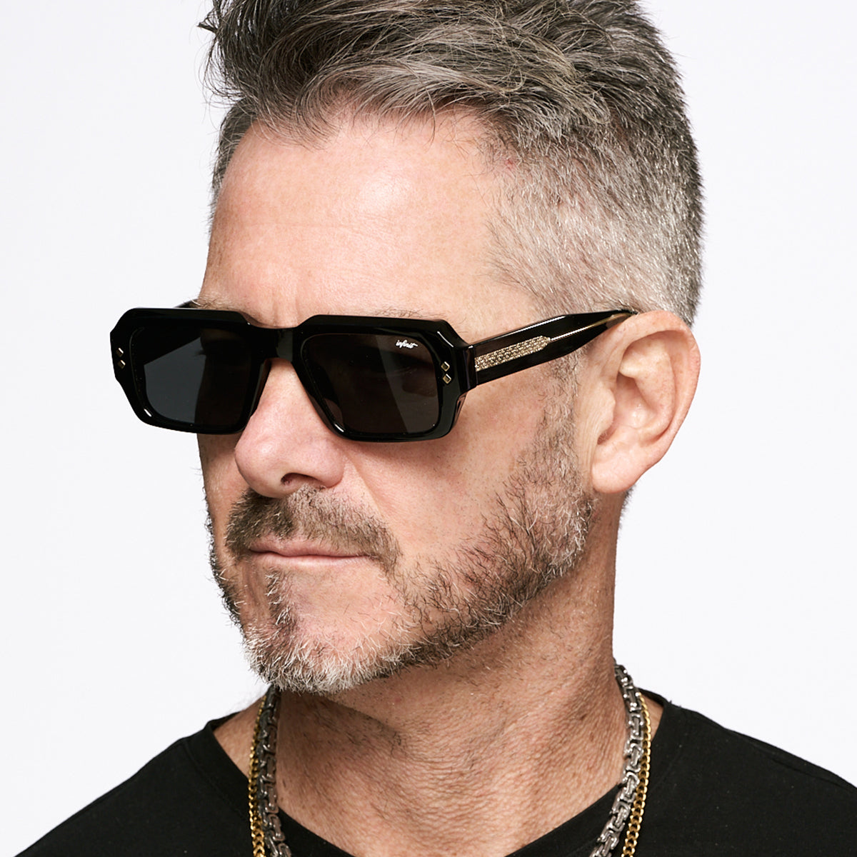 Houston Negro Brillo Lente Gris