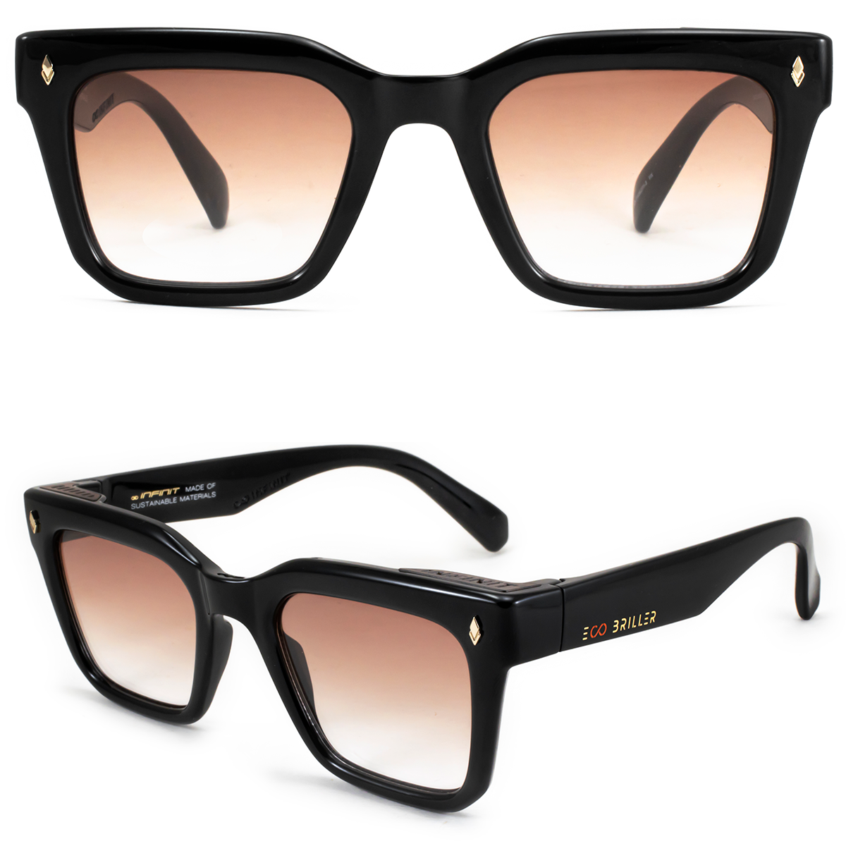 Jacobs Negro Brillo Lente Marron Degrade Eco Sustentable