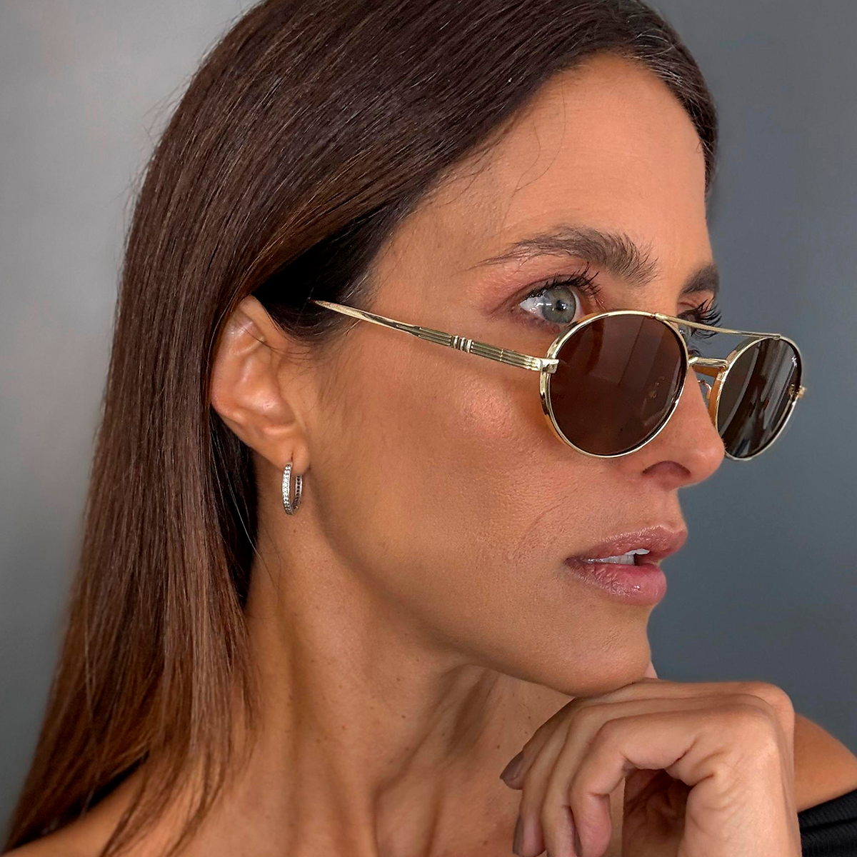 Anteojos De Sol Kaid Dorado Lente Marron By Pampita