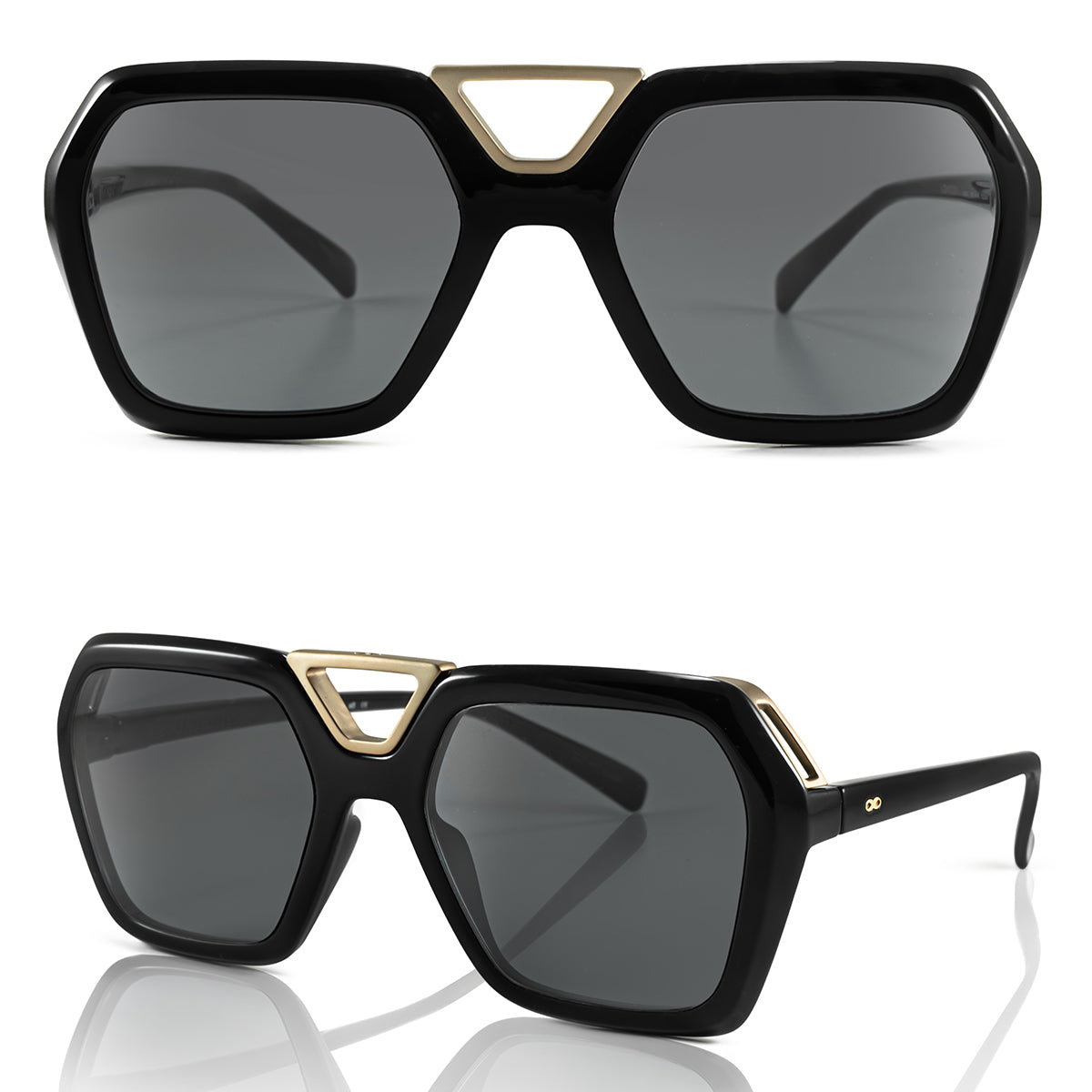 London Negro Brillo Lente Gris