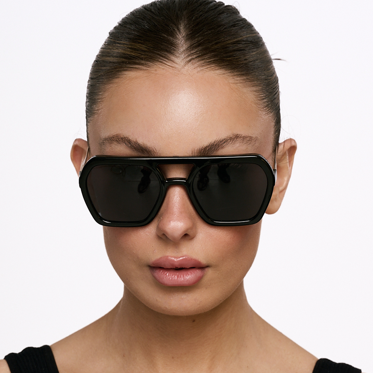 Lyon Metal Negro Brillo Lente Gris