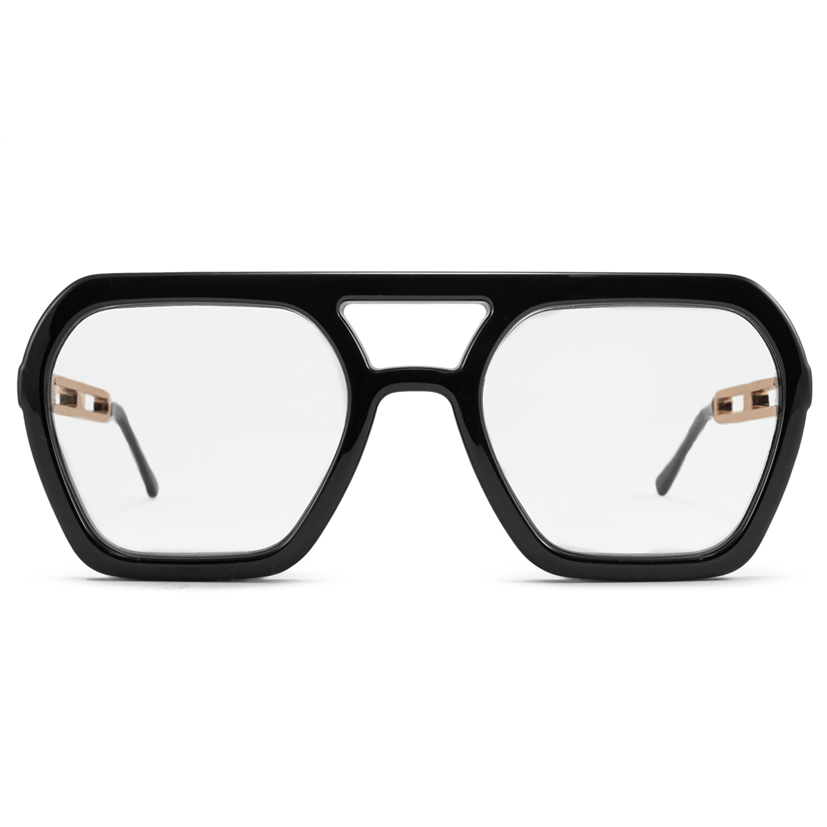 Anteojos Lyon Metal Doble Barra Negro Brillo