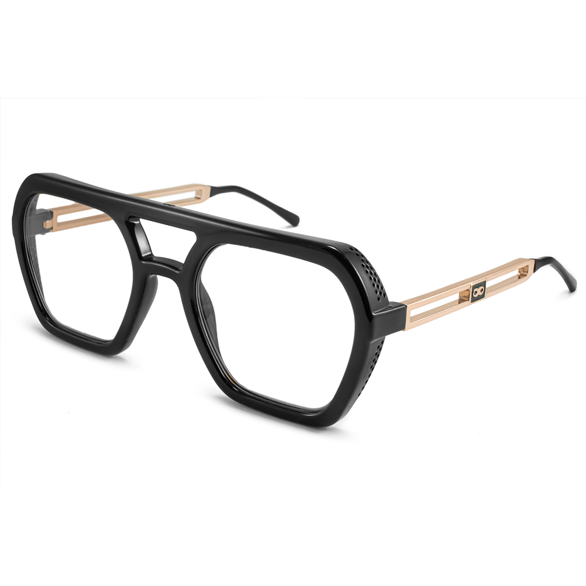 Anteojos Lyon Metal Doble Barra Negro Brillo